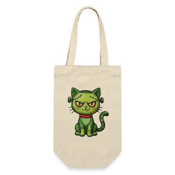 Grüne Zombie-Katze - Geschenkbeutel für Flaschen - Natur - Vorne