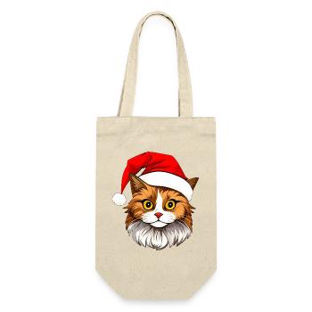 Katzen Christmas - Geschenkbeutel für Flaschen - Natur - Vorne