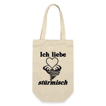 Ich liebe stürmisch Sturm Herz Liebe Geschenk - Geschenkbeutel für Flaschen - Natur - Vorne