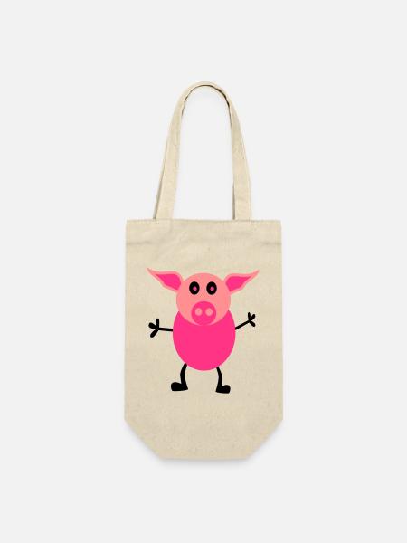 Schweine Männchen - Geschenkbeutel für Flaschen - Natur