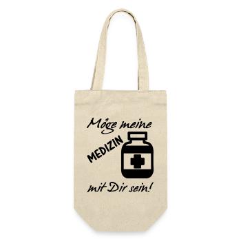 Meine Medizin Gesundheit, Arzt, Sprüche,Geschenk - Geschenkbeutel für Flaschen - Natur - Vorne