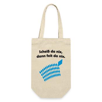Bayerisches Scheiß da nix Design - Geschenkbeutel für Flaschen - Natur - Vorne