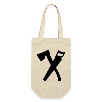 Axe and saw for keep chopper, carpenter - Gift Bag for Bottles - nature - Front