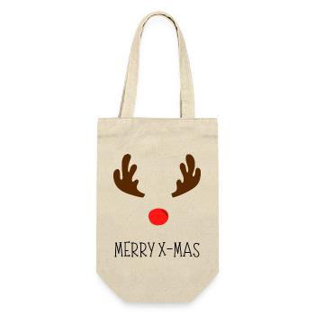 MERRY X-MAS - Gift Bag for Bottles - nature - Front