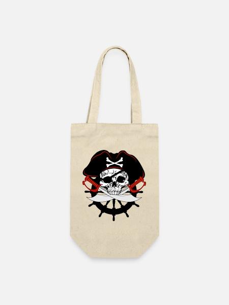 Piratenschädel - Geschenkbeutel für Flaschen - Natur