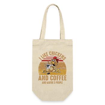 i like chickens and coffee- kaffee Sprüche - Geschenkbeutel für Flaschen - Natur - Vorne