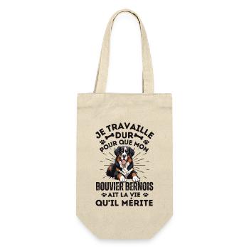 Je travaille dur pour mon chien bouvier bernois - Sac à bouteille - nature - Devant