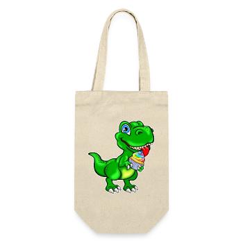 Dino mit Cupcake Muffin bunt - Geschenkbeutel für Flaschen - Natur - Vorne