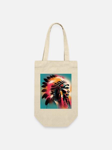 Amerikanischer Indianer Amerikaner - Geschenkbeutel für Flaschen - Natur