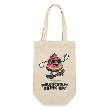 meloncholy - springende Melone - Geschenkbeutel für Flaschen - Natur - Vorne