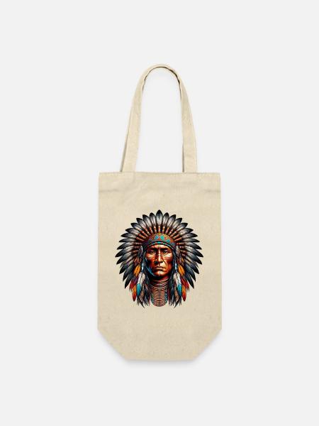 Amerikanisch, Indianer, Amerikaner - Geschenkbeutel für Flaschen - Natur