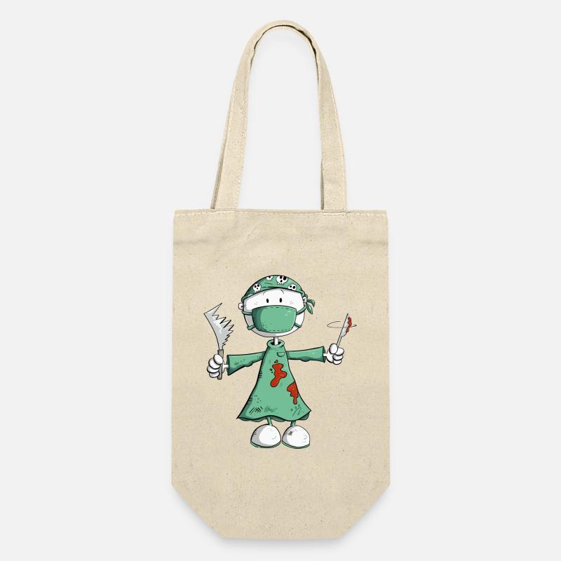 Arzt Chirurg Strichmännchen Berufe Cartoon - Geschenkbeutel für Flaschen - Natur