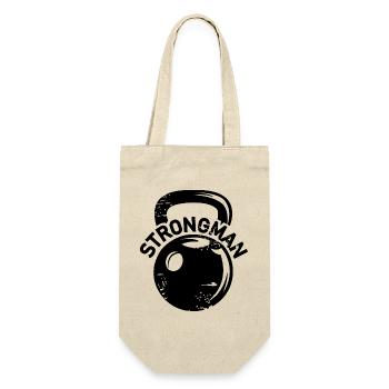 kettlebell strongman Fitness Gewichte Symbol Logo - Geschenkbeutel für Flaschen - Natur - Vorne