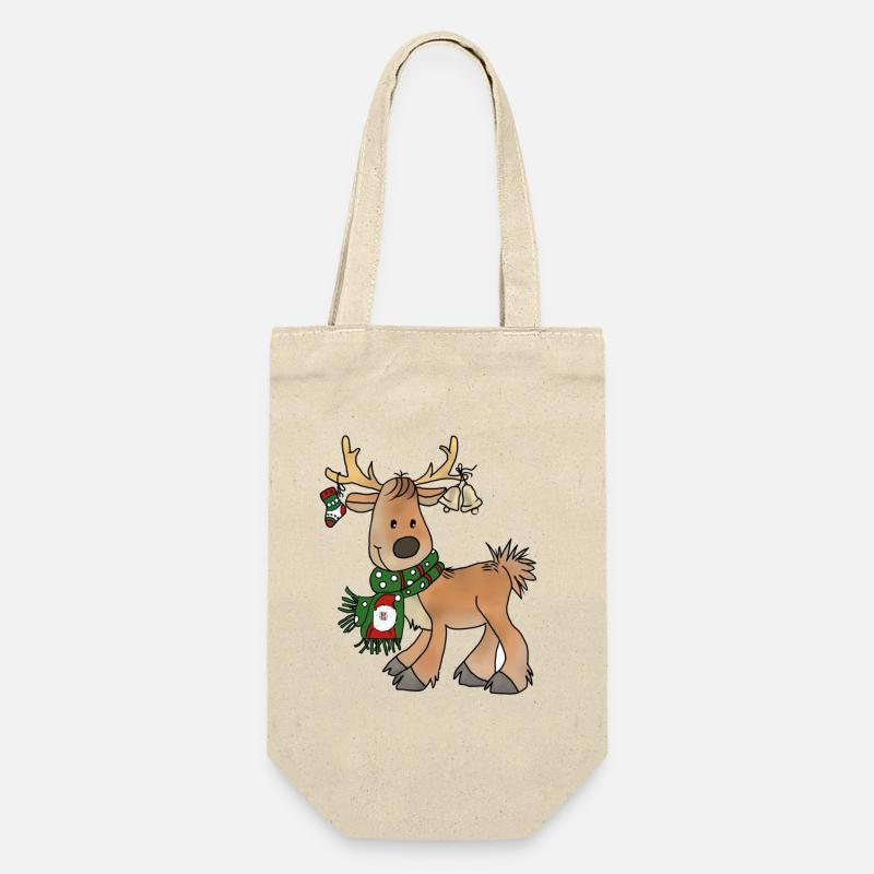 Weihnachtsren - Geschenkbeutel für Flaschen - Natur