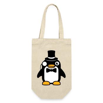 Penguin Gentleman Sir Mr. Top Hat Monocle - Gift Bag for Bottles - nature - Front