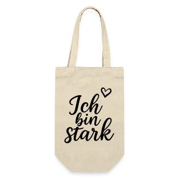 Ich bin stark - Geschenkbeutel für Flaschen - Natur - Vorne