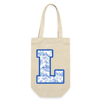 Lettre l chinoiserie bleu - Sac à bouteille - nature - Devant