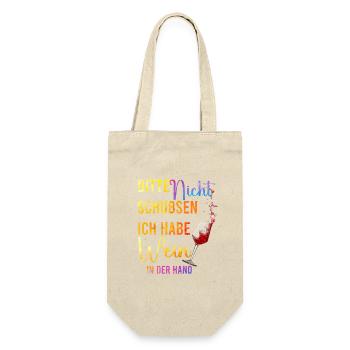 Please don't push – wine in your hand - Gift Bag for Bottles - nature - Front