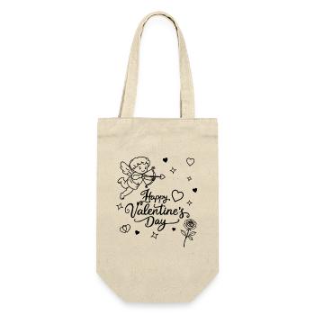 Valentines Day Calligraphy, Cherub, Rose doodle - Gift Bag for Bottles - nature - Front