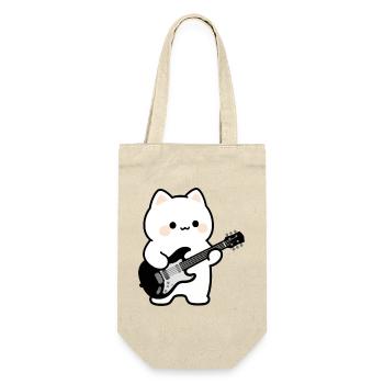 Kawaii Katze mit E-Gitarre Musik Geschenk Musiker - Geschenkbeutel für Flaschen - Natur - Vorne