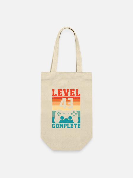 43. Geburtstag Level 43 Complete 43 Jahre Gamer - Geschenkbeutel für Flaschen - Natur