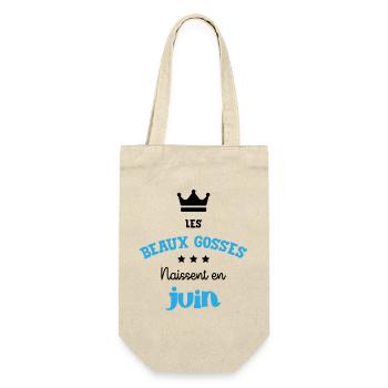 Cadeau naissance bébé garçon Juin Beaux Gosses BG - Sac à bouteille - nature - Devant