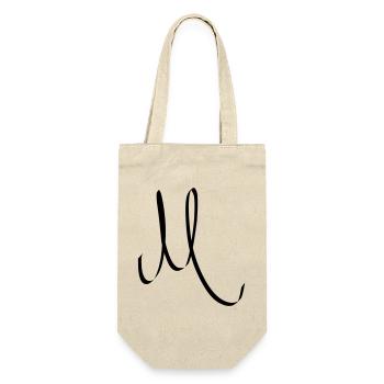 Buchstabe M - Geschenkbeutel für Flaschen - Natur - Vorne