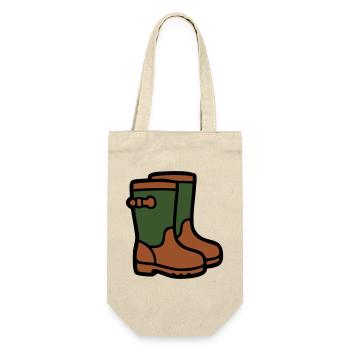 Gummistiefel Gartenarbeit Matschwetter Regen - Geschenkbeutel für Flaschen - Natur - Vorne