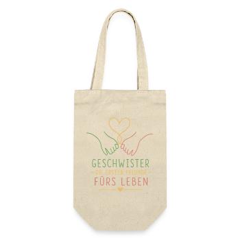 Geschwister Die Ersten Freunde - Geschenkbeutel für Flaschen - Natur - Vorne