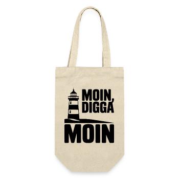  Moin Digga Moin Leuchtturm Norddeutsch Küste - Geschenkbeutel für Flaschen - Natur - Vorne
