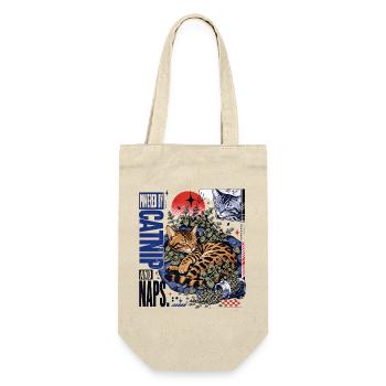 Powered by Catnip and Naps – Cozy Bengal Cat - Gift Bag for Bottles - nature - Front