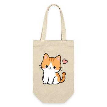 Cute Kawaii Kitten With Pink Heart - Gift Bag for Bottles - nature - Front