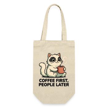 Coffee Cat: Coffee First - Gift Bag for Bottles - nature - Front