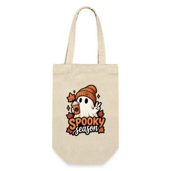 Spooky Season Ghost with Pumpkin Hat - Gift Bag for Bottles - nature - Front