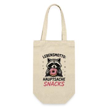 Lebensmotto Snacks Waschbär - Geschenkbeutel für Flaschen - Natur - Vorne