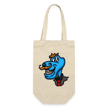 Blauer eleganter Hund im Samtanzug - Geschenkbeutel für Flaschen - Natur - Vorne