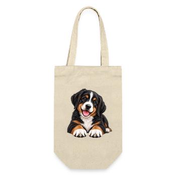 Berner Sennenhund Welpe - Geschenkbeutel für Flaschen - Natur - Vorne