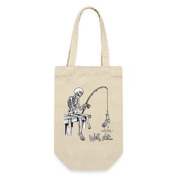 Tja, Scheiße, Skelettangeln, Hakenfuß, Dunkler Humor - Geschenkbeutel für Flaschen - Natur - Vorne