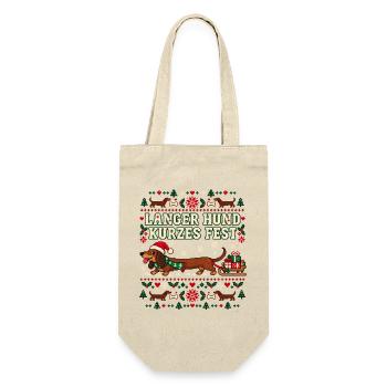 Weihnachtsdackel - Langer Hund kurzes Fest - Geschenkbeutel für Flaschen - Natur - Vorne