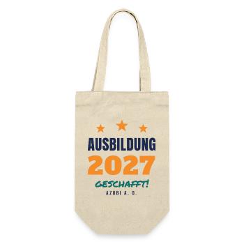 Ausbildung 2027 geschafft – Azubi a. D. Geschenk - Geschenkbeutel für Flaschen - Natur - Vorne