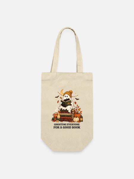 Bücherwurm Geist Halloween Buch Katze Geschenk - Geschenkbeutel für Flaschen - Natur