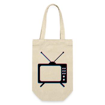 3d fernseher tv retro antenne bildschirm fernsehen - Geschenkbeutel für Flaschen - Natur - Vorne