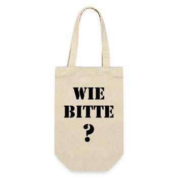 Wie Bitte? Lustige Kinderfragen & Sprüche-Design - Geschenkbeutel für Flaschen - Natur - Vorne