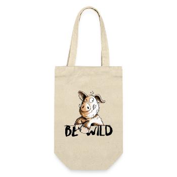 Be Wild Eber - Schwein - Keiler - Geschenkbeutel für Flaschen - Natur - Vorne