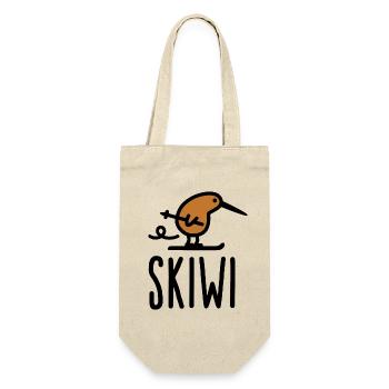 Skiwi Kiwi Vogel Neuseeland Skifahren cartoon - Geschenkbeutel für Flaschen - Natur - Vorne