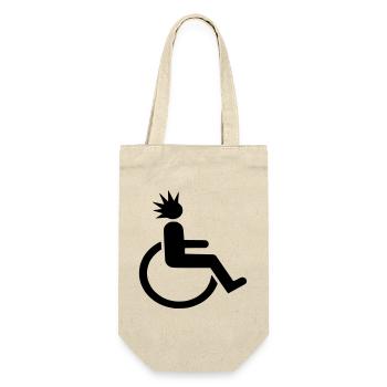 Rollstuhlfahrer mit Punk-Frisur # - Geschenkbeutel für Flaschen - Natur - Vorne