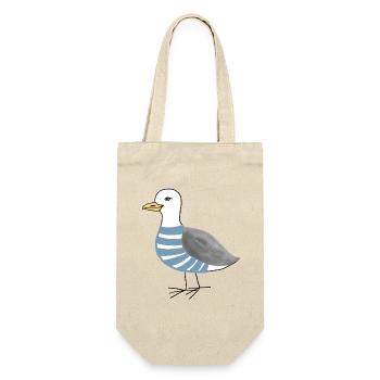 Möwe Maritim - Geschenkbeutel für Flaschen - Natur - Vorne