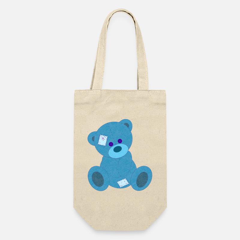 Blauer Bär - Geschenkbeutel für Flaschen - Natur