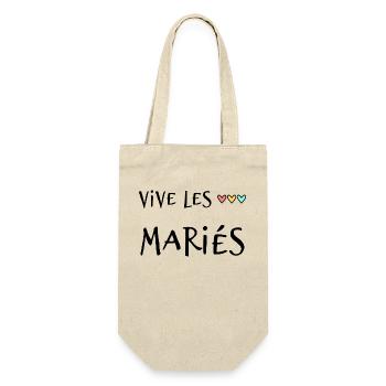 JUST MARRIED. VIVE LES MARIES. EVJF - Sac à bouteille - nature - Devant