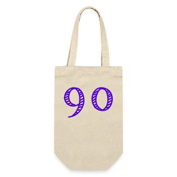 90 JAHRE. 90-JÄHRIGES JUBILÄUM. GEBURTSTAG 90 JAHRE. JAHR - Geschenkbeutel für Flaschen - Natur - Vorne